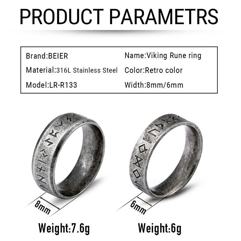Runeband of Odin — 316L Steel Rune Ring